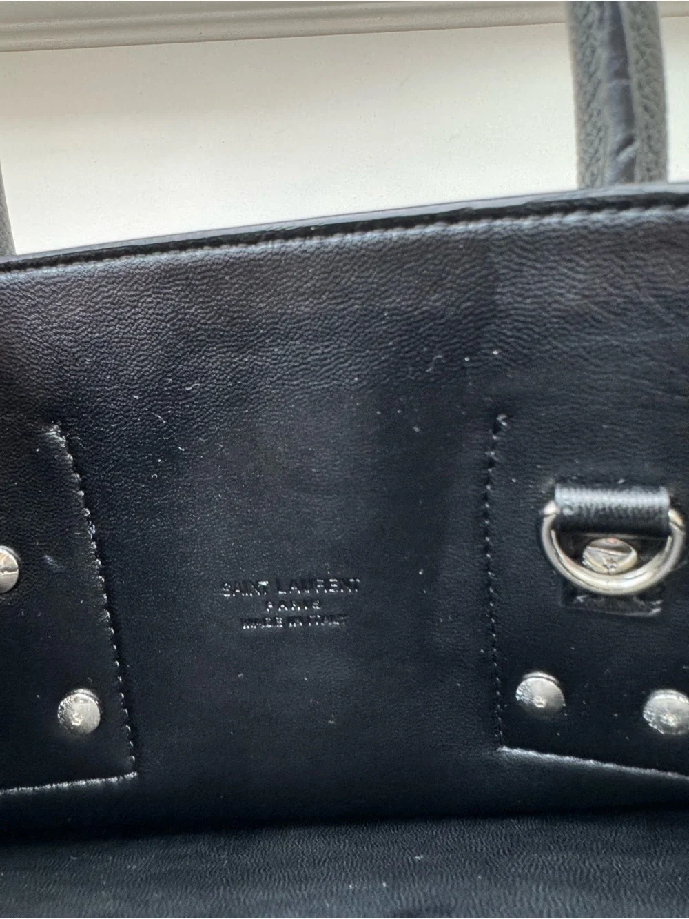 LUXE Sac de Jour black grained leather tote silver hardware medium size